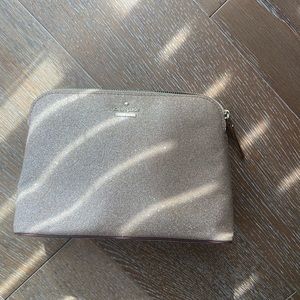 Kate spade shimmy Lola Glitter Cosmetic Case Pouch Rose Gold